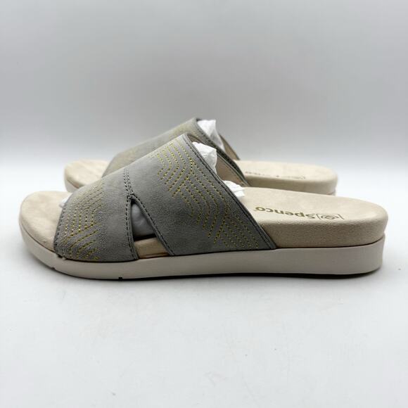Spenco Womens Twilight Ellie Slide Sandals US 8.5 D EU 39 Grey Leather NIB - Picture 8 of 12